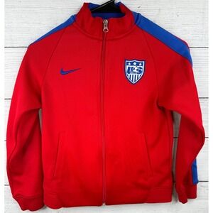 Nike US Soccer Track Jacket Mens Small Red Blue USA National Team Zip Soccer